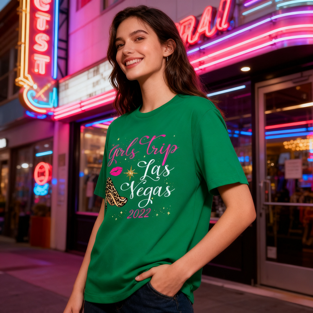 Camiseta "Girls Trip Las Vegas 2022" - Camiseta de Mujer para Viaje de Chicas, Estampado Fashionable