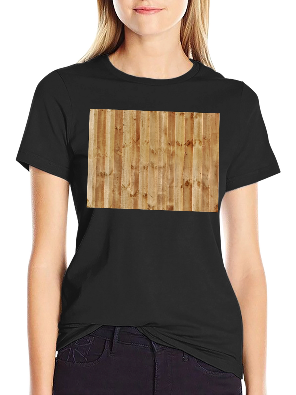 Camiseta Casual Hombre Diseño Madera Vertical