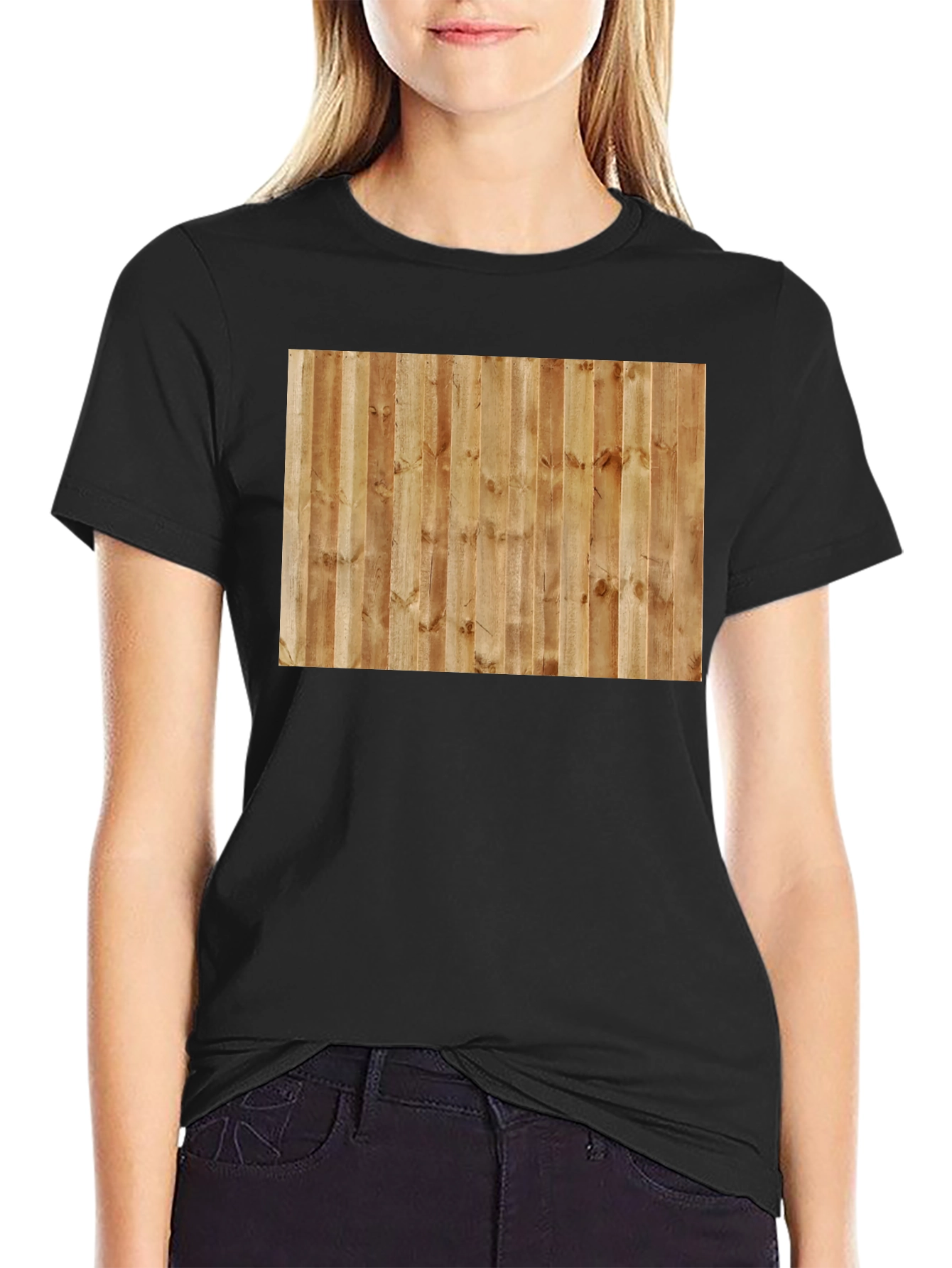 Camiseta Casual Hombre Diseño Madera Vertical