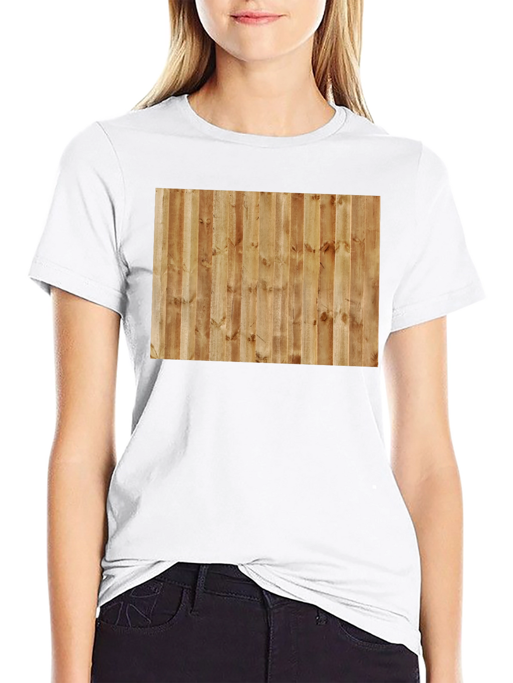 Camiseta Casual Hombre Diseño Madera Vertical