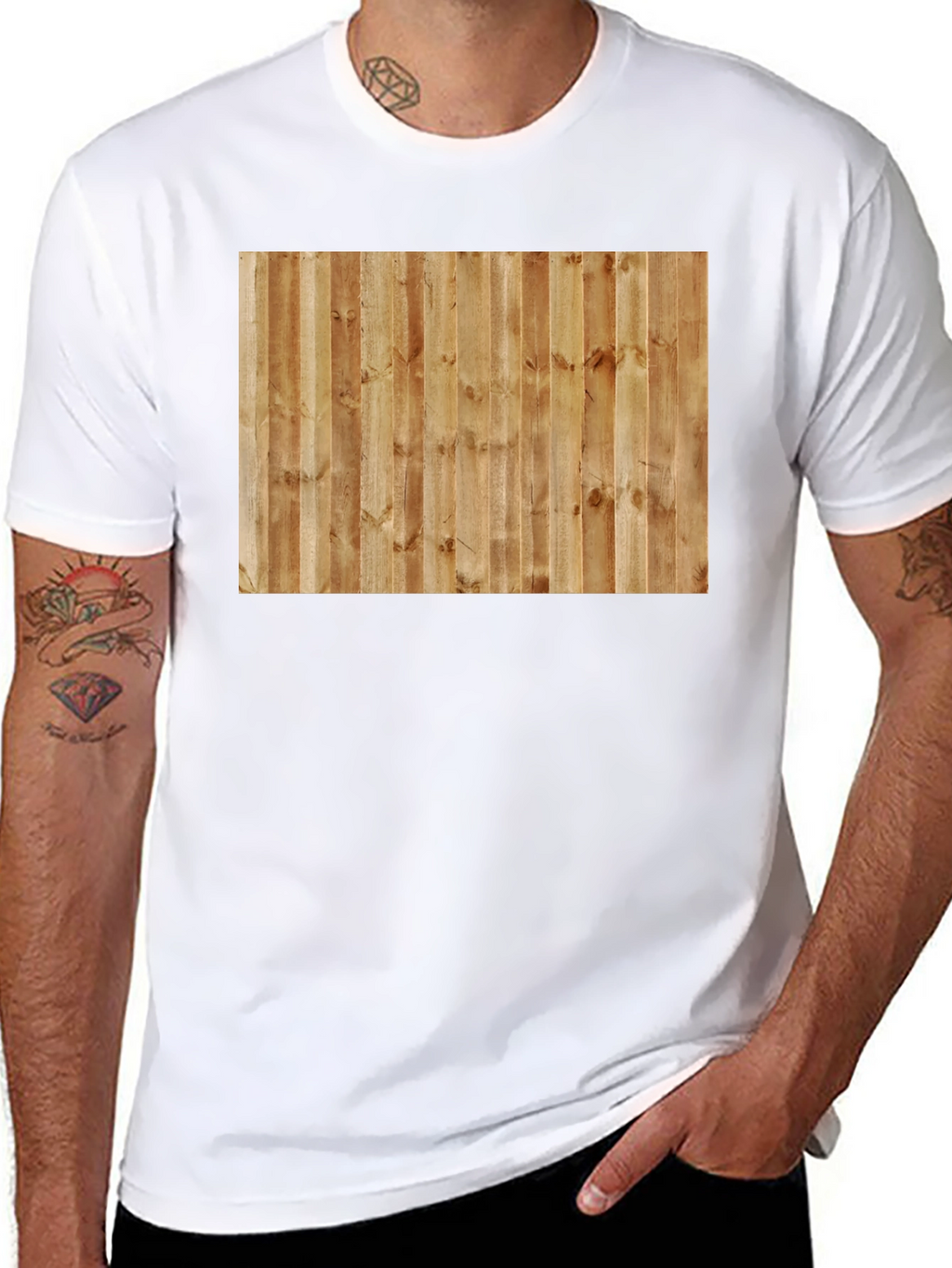 Camiseta Casual Hombre Diseño Madera Vertical