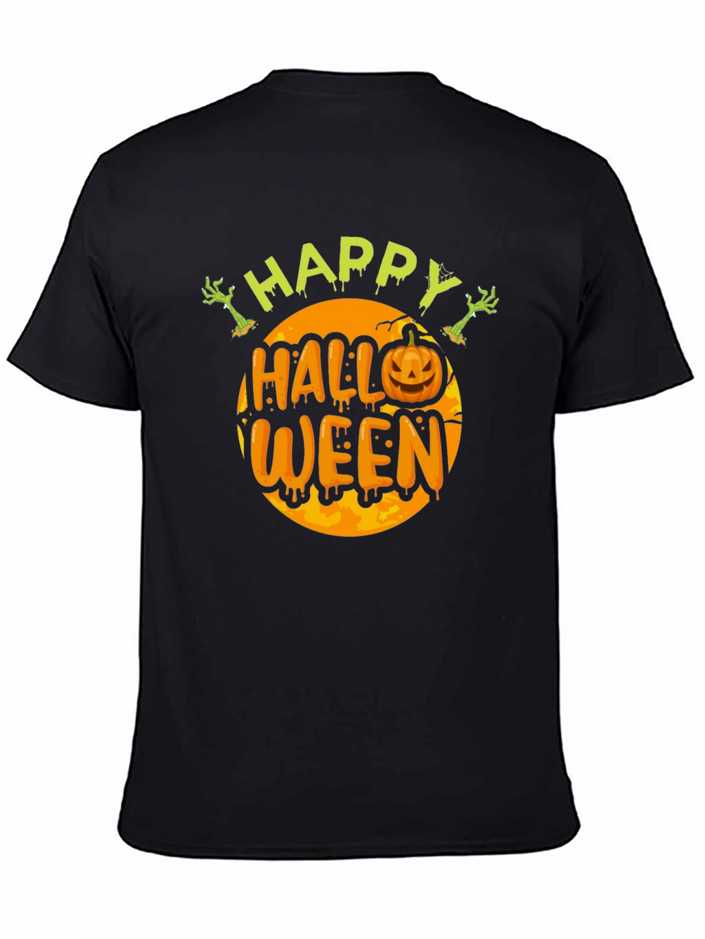 Camiseta Happy Halloween Hombre Negro