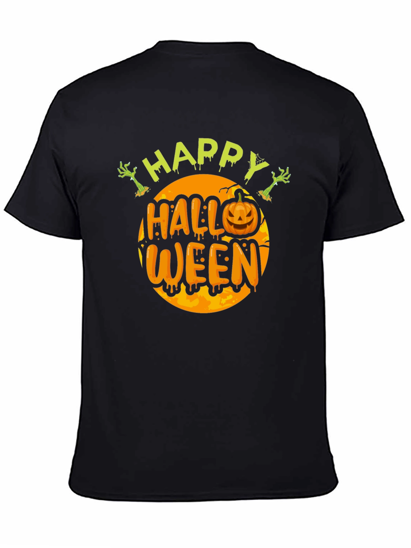 Camiseta Happy Halloween Hombre Negro