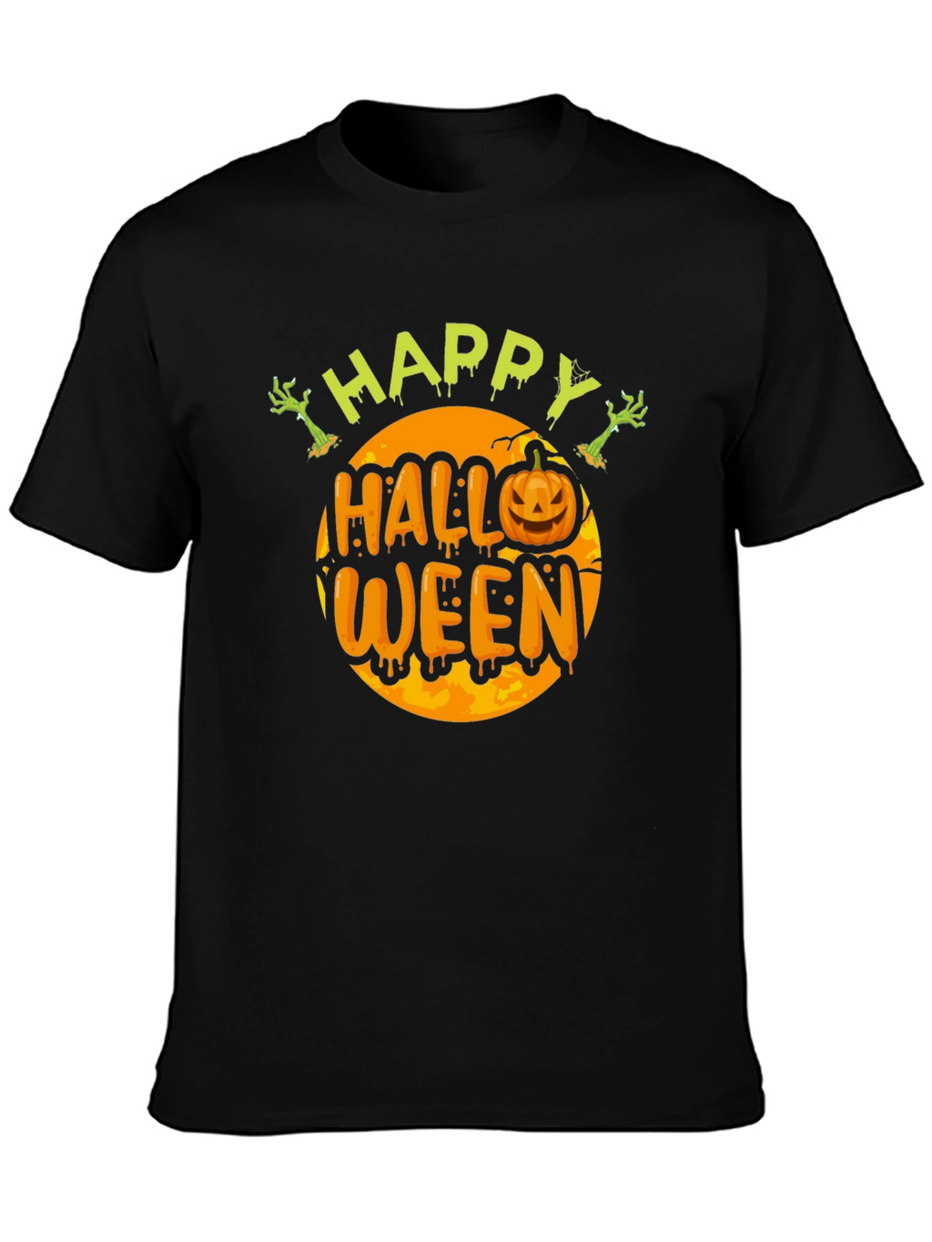 Camiseta Happy Halloween Hombre Negro