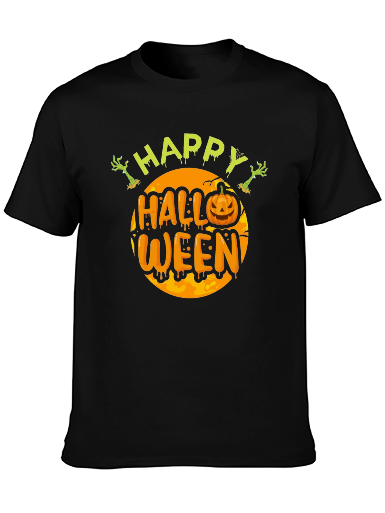 Camiseta Happy Halloween Hombre Negro