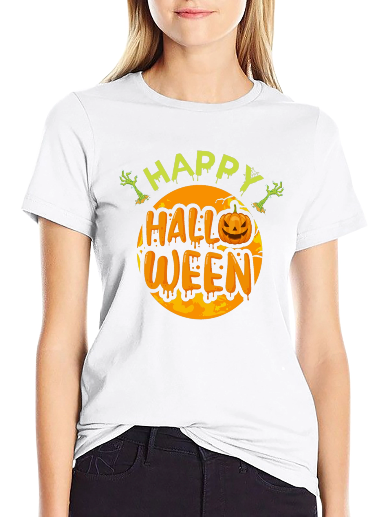 Camiseta Happy Halloween Hombre Negro