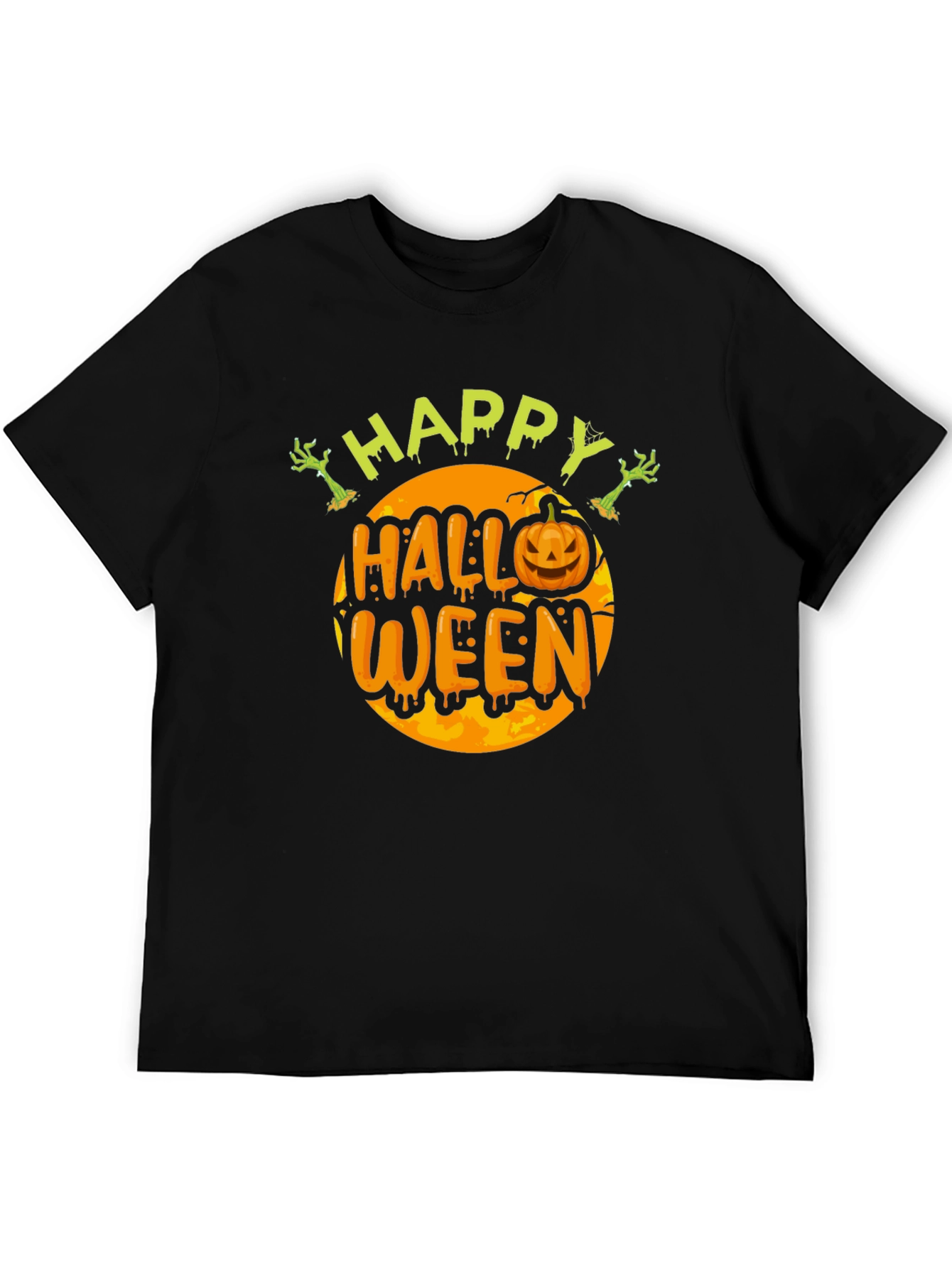 Camiseta Happy Halloween Hombre Negro