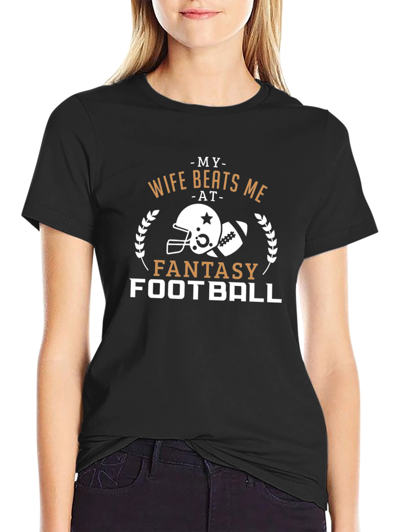 Camiseta Hombre Mi Esposa Me Gana en Fantasy Football