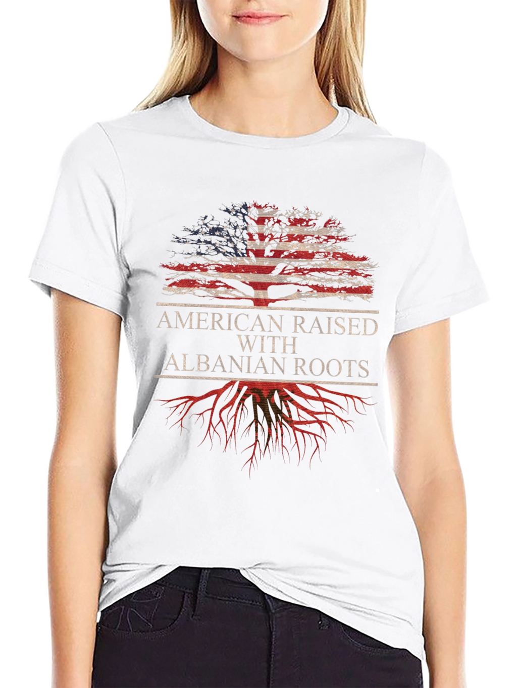 Camiseta Americana con Raíces Albanesas