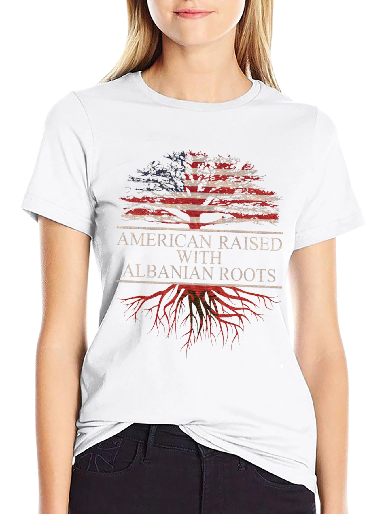 Camiseta Americana con Raíces Albanesas
