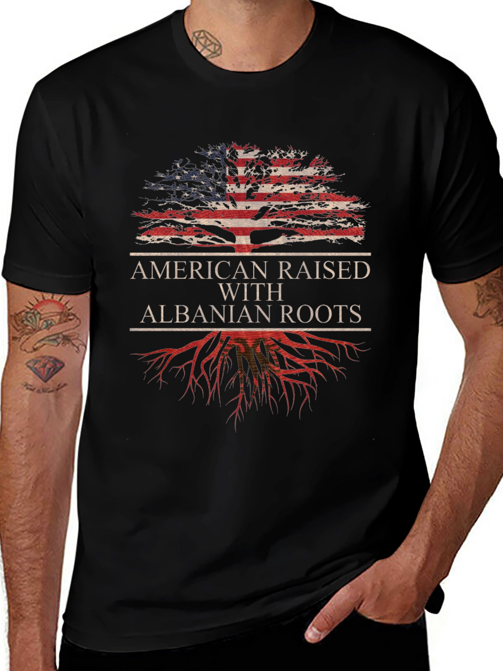Camiseta Americana con Raíces Albanesas