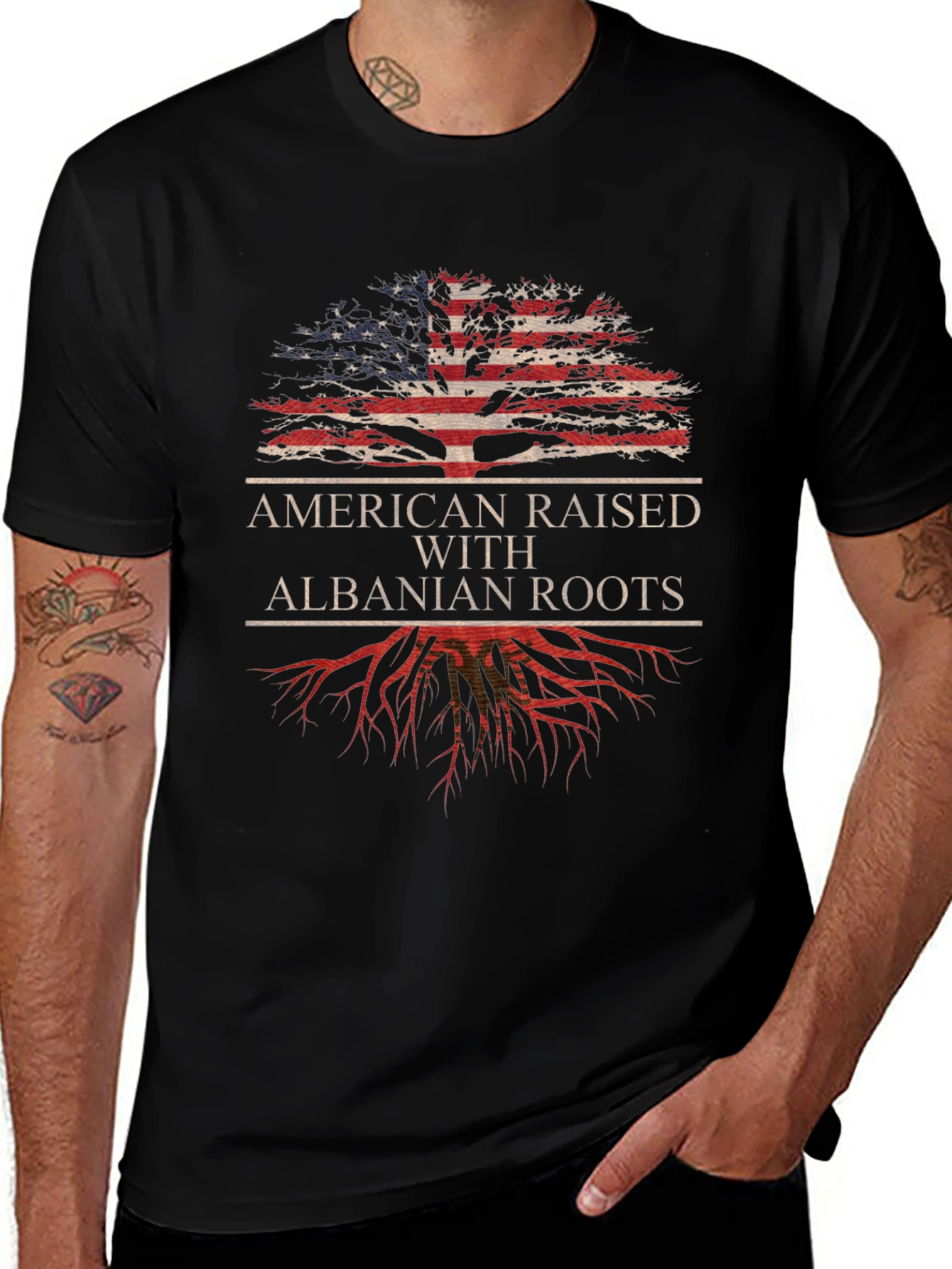 Camiseta Americana con Raíces Albanesas