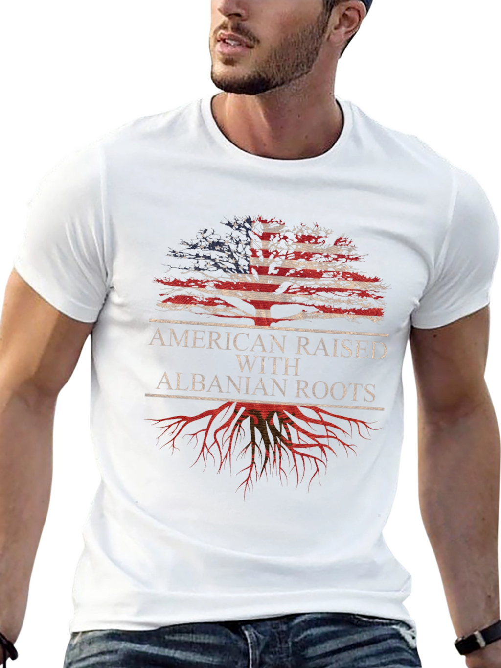 Camiseta Americana con Raíces Albanesas