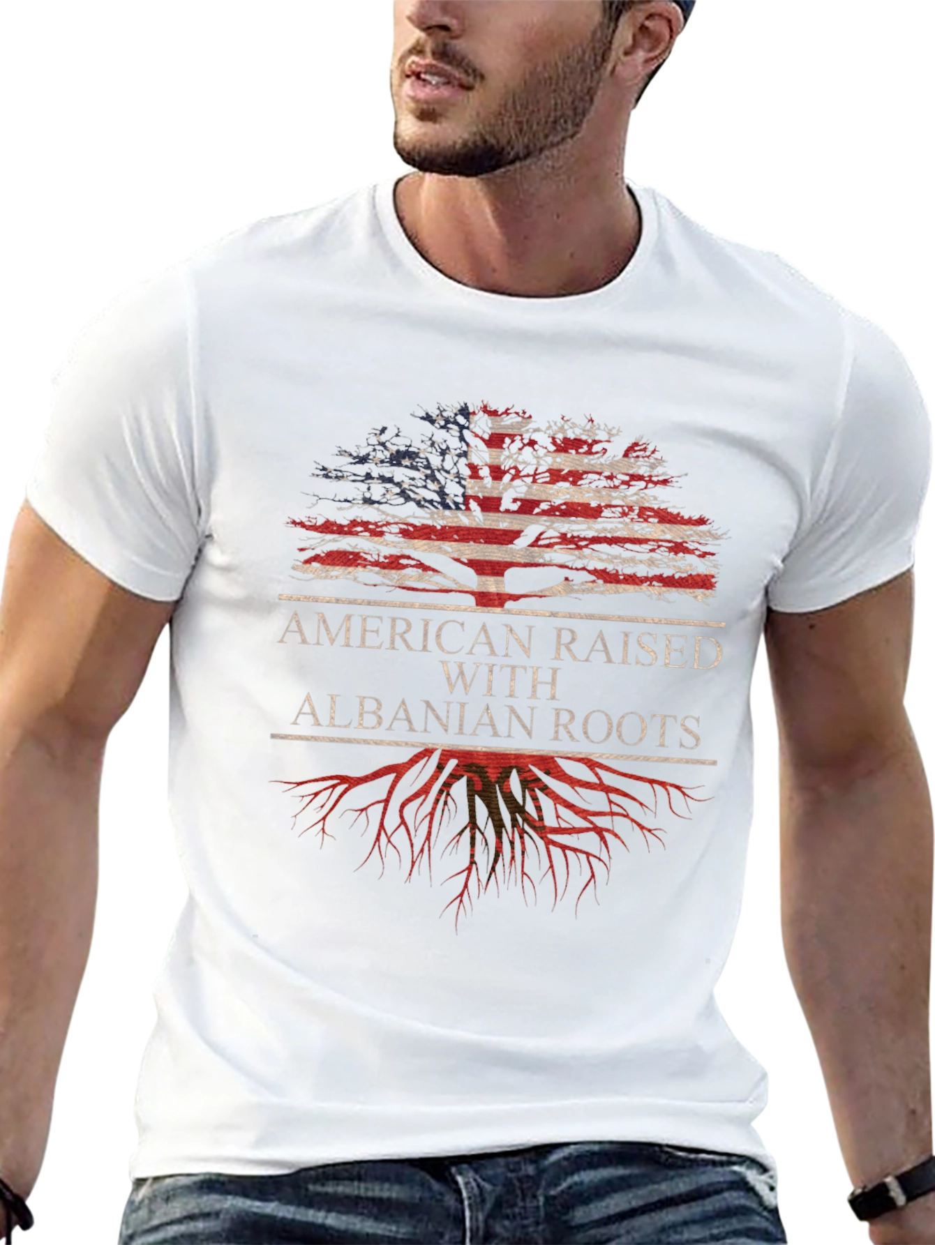Camiseta Americana con Raíces Albanesas