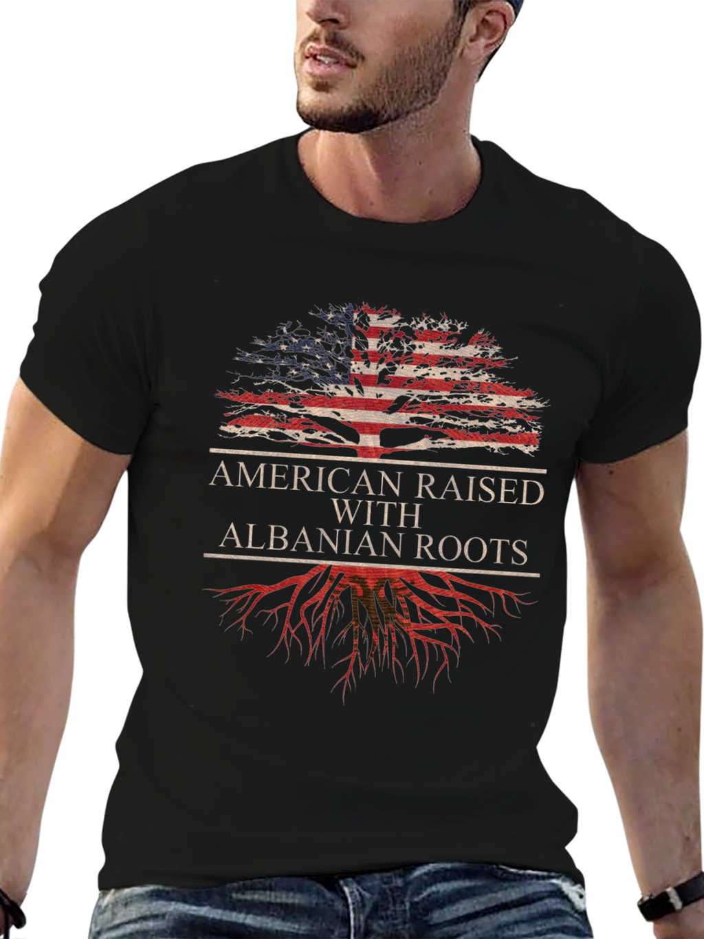 Camiseta Americana con Raíces Albanesas