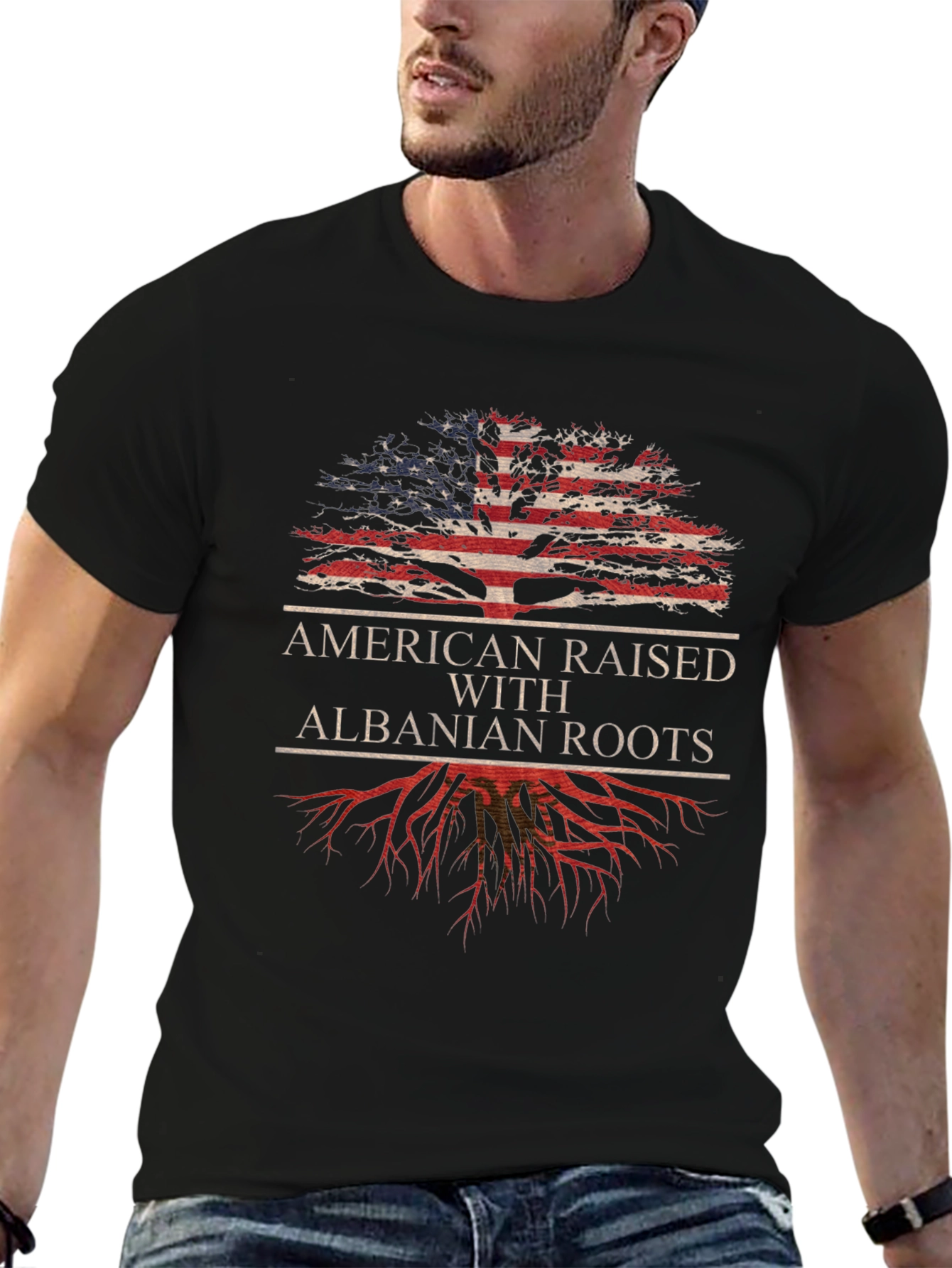 Camiseta Americana con Raíces Albanesas