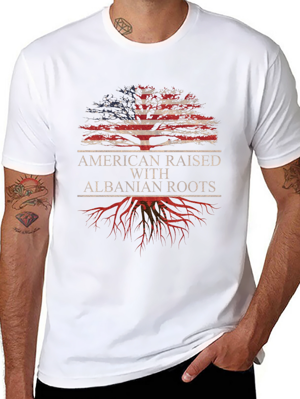 Camiseta Americana con Raíces Albanesas