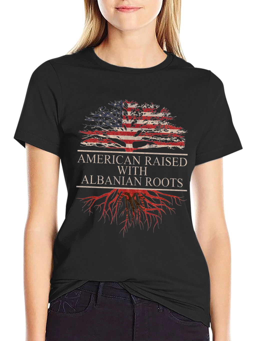 Camiseta Americana con Raíces Albanesas