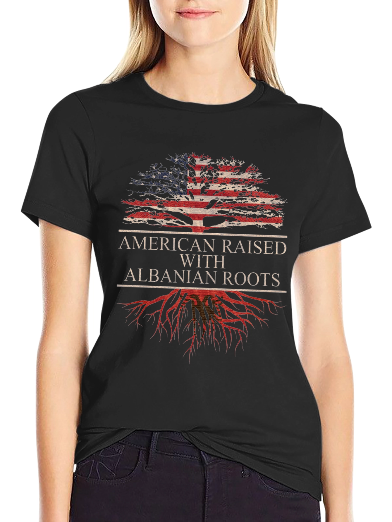 Camiseta Americana con Raíces Albanesas