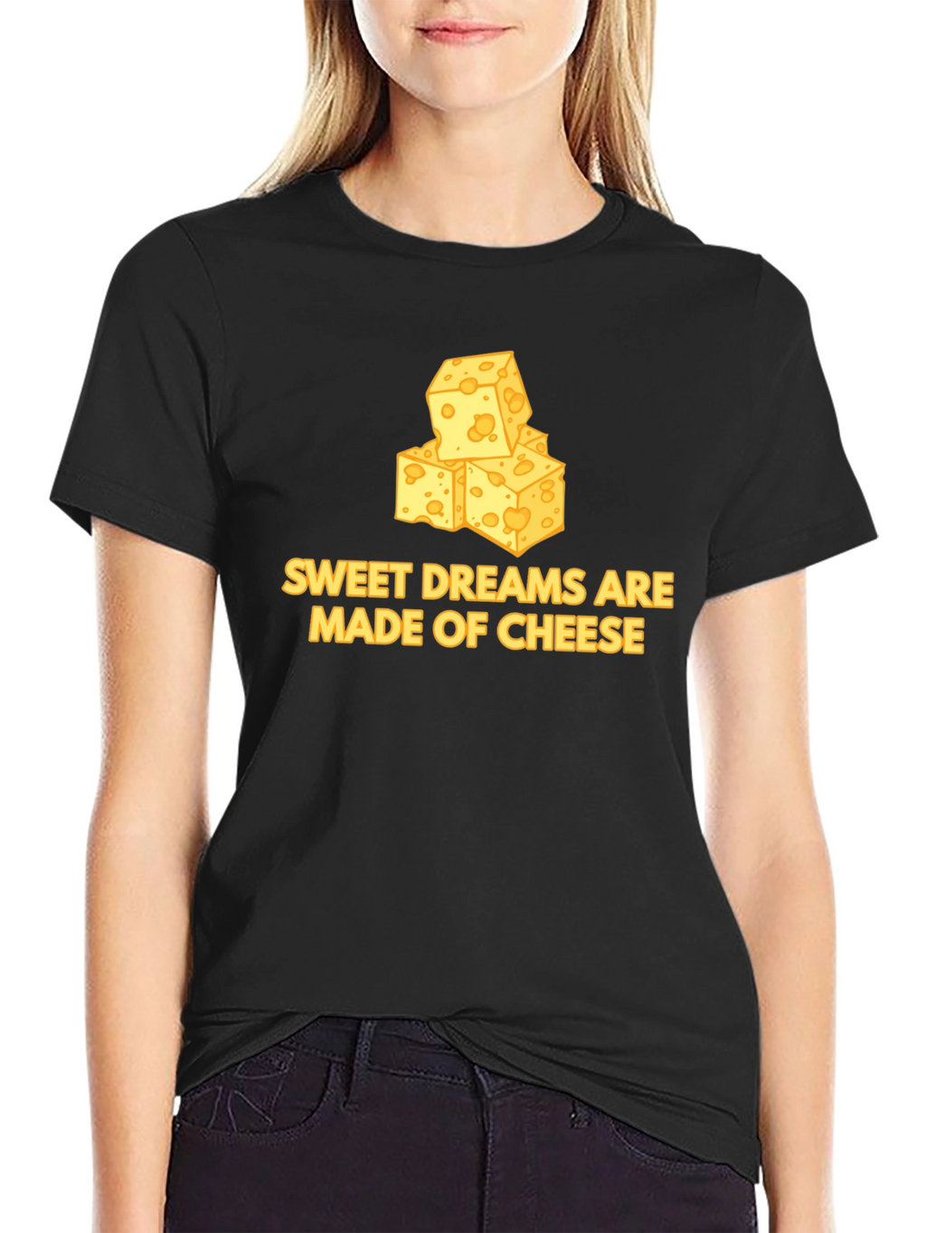 Camiseta Negra Sweet Dreams Are Made of Cheese