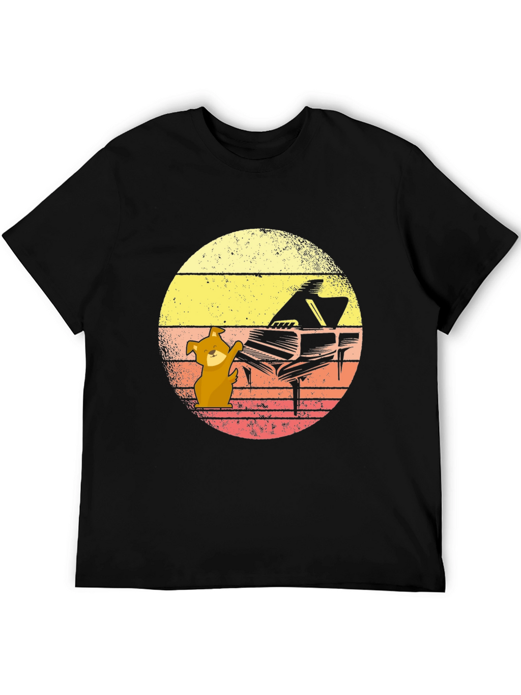 Camiseta Hombre Diseño Piano y Perro Músico