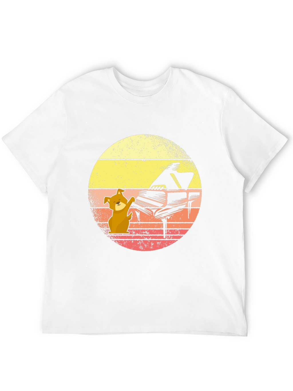 Camiseta Hombre Diseño Piano y Perro Músico