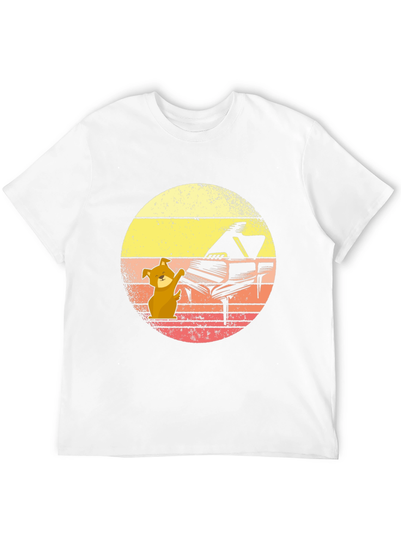 Camiseta Hombre Diseño Piano y Perro Músico
