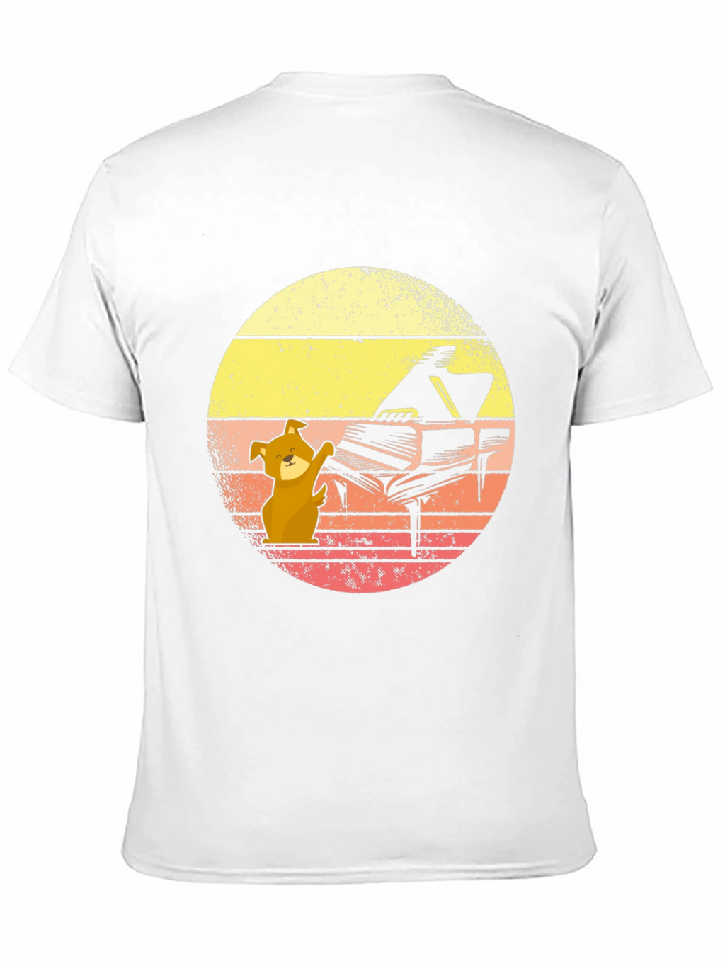 Camiseta Hombre Diseño Piano y Perro Músico