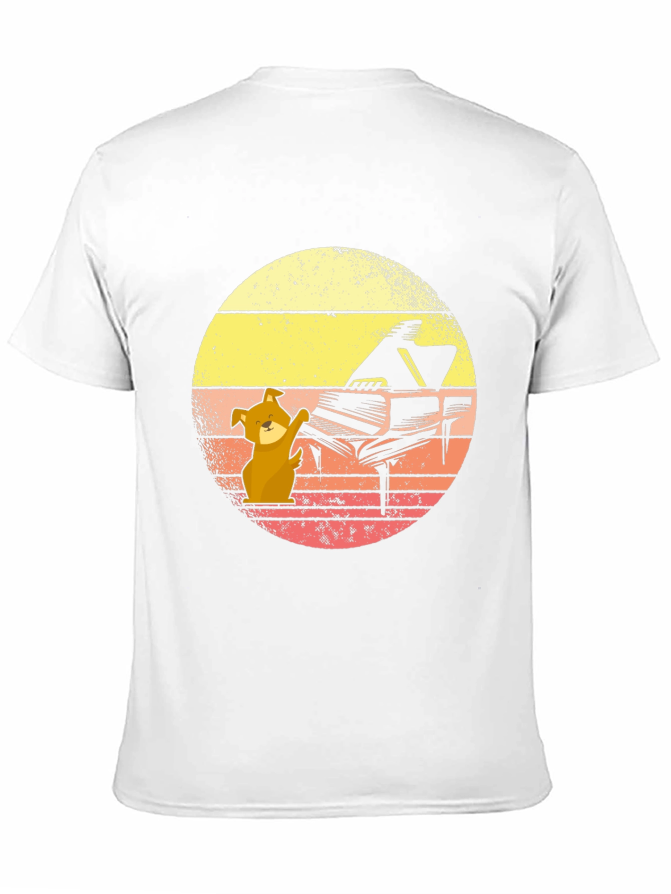Camiseta Hombre Diseño Piano y Perro Músico
