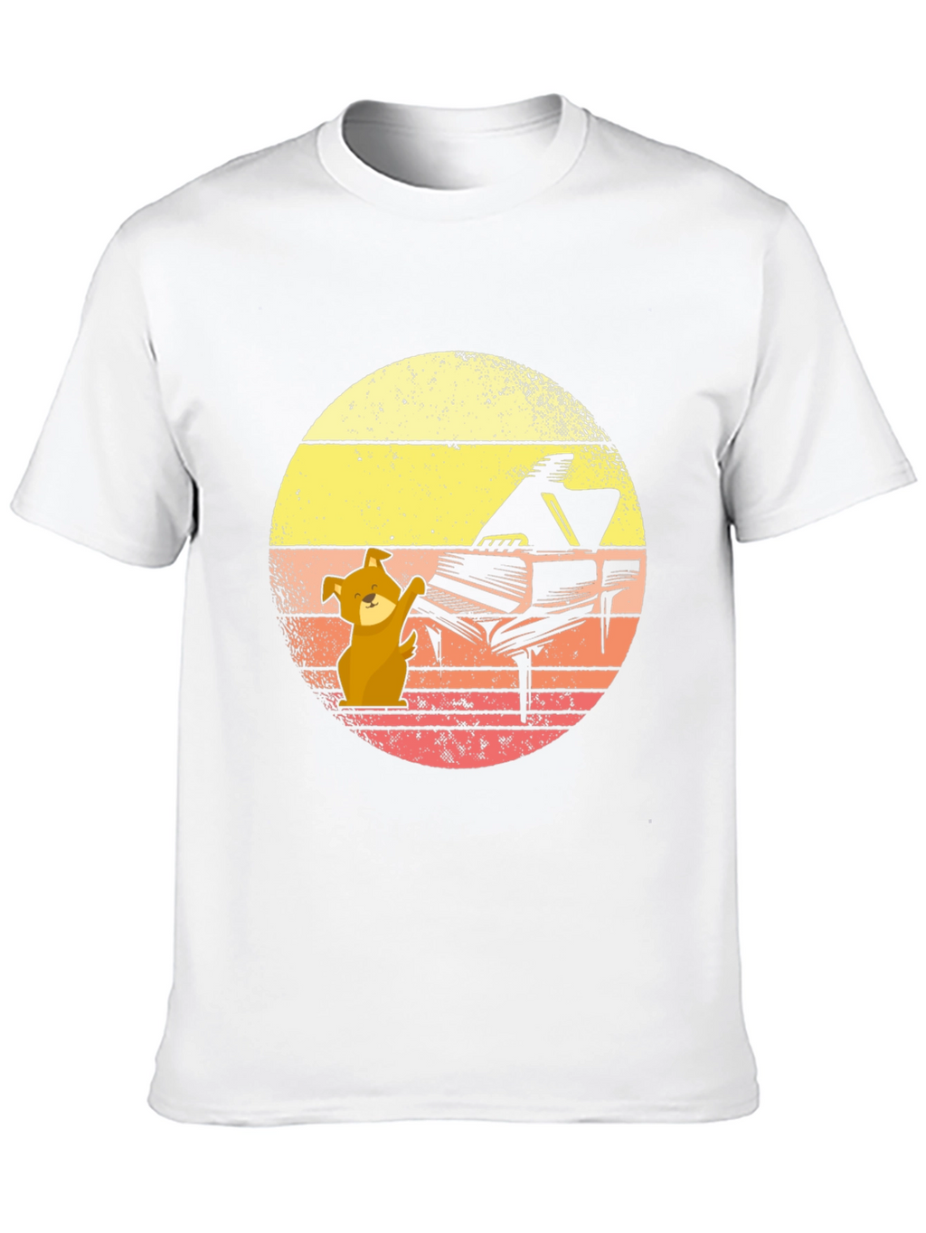 Camiseta Hombre Diseño Piano y Perro Músico