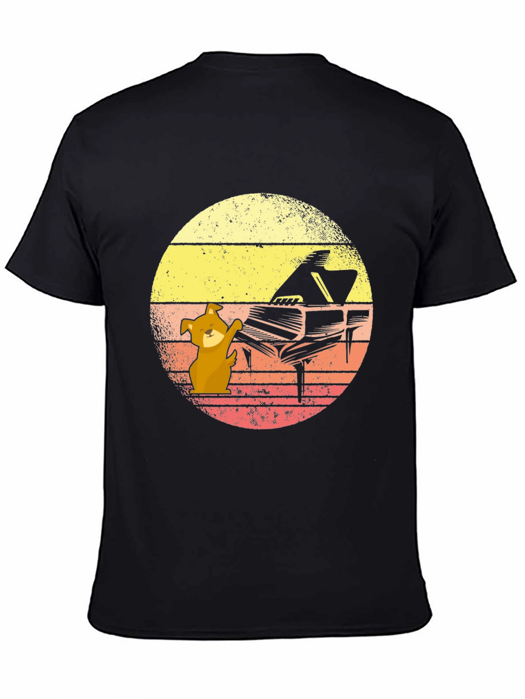 Camiseta Hombre Diseño Piano y Perro Músico