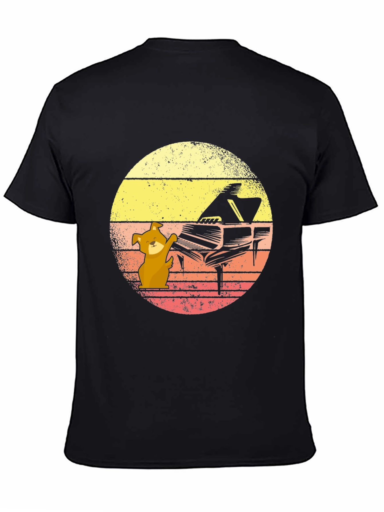 Camiseta Hombre Diseño Piano y Perro Músico