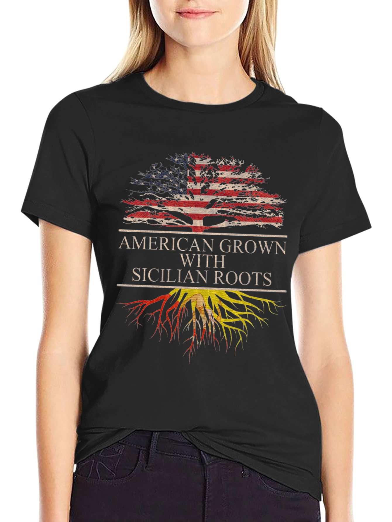 Camiseta Hombre Americano con Raíces Sicilianas