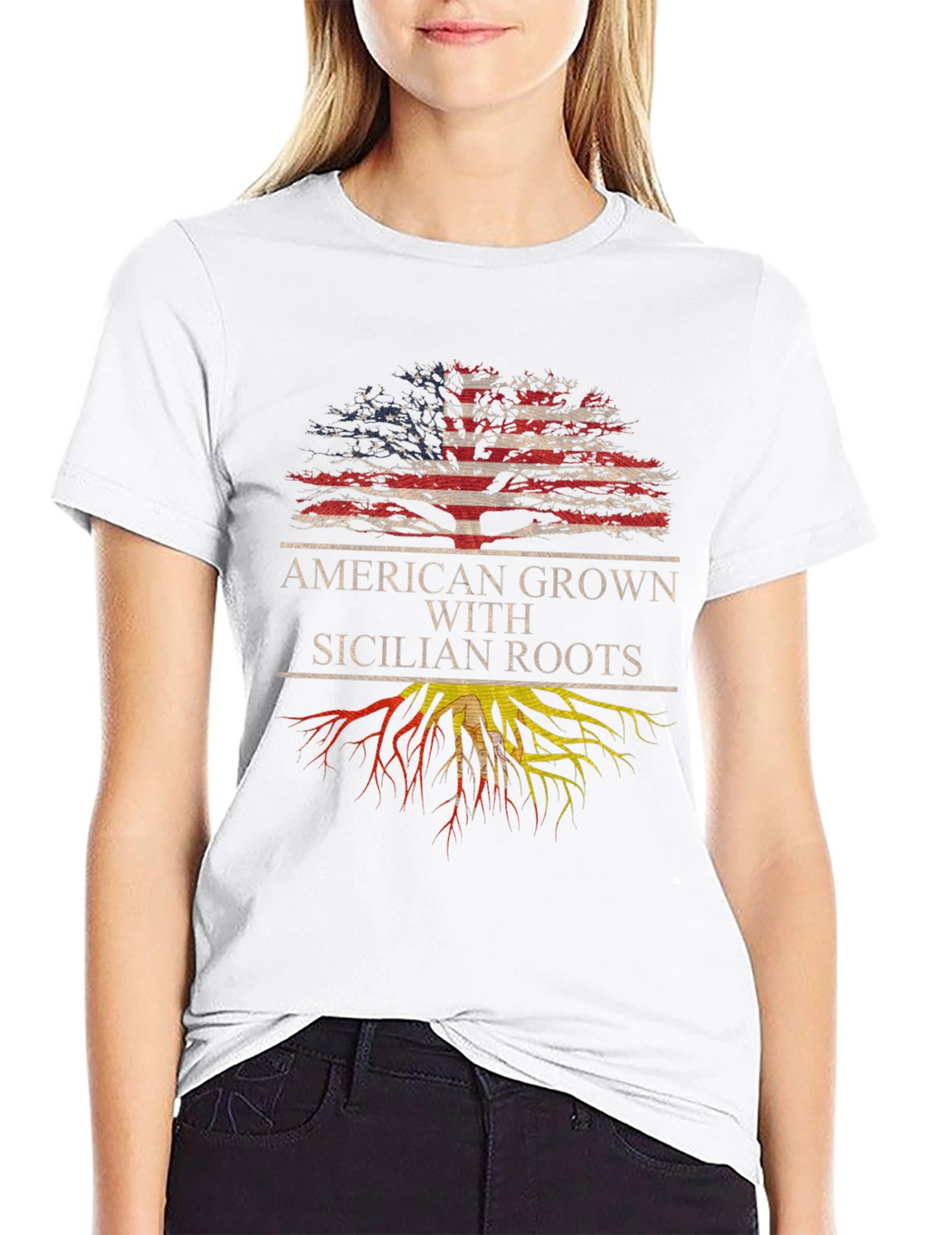 Camiseta Hombre Americano con Raíces Sicilianas