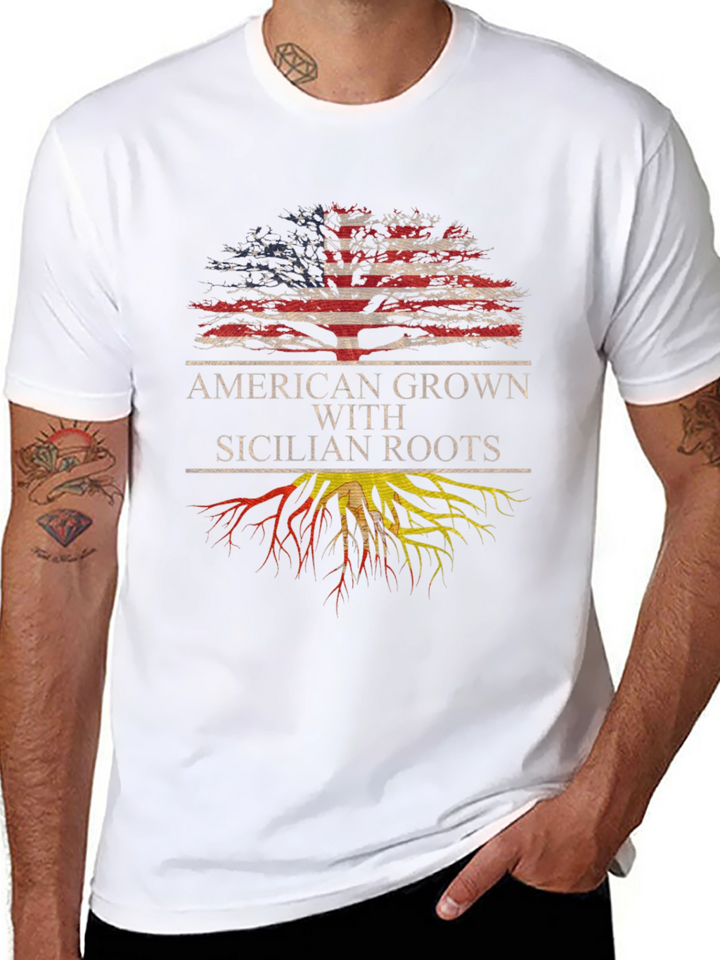 Camiseta Hombre Americano con Raíces Sicilianas