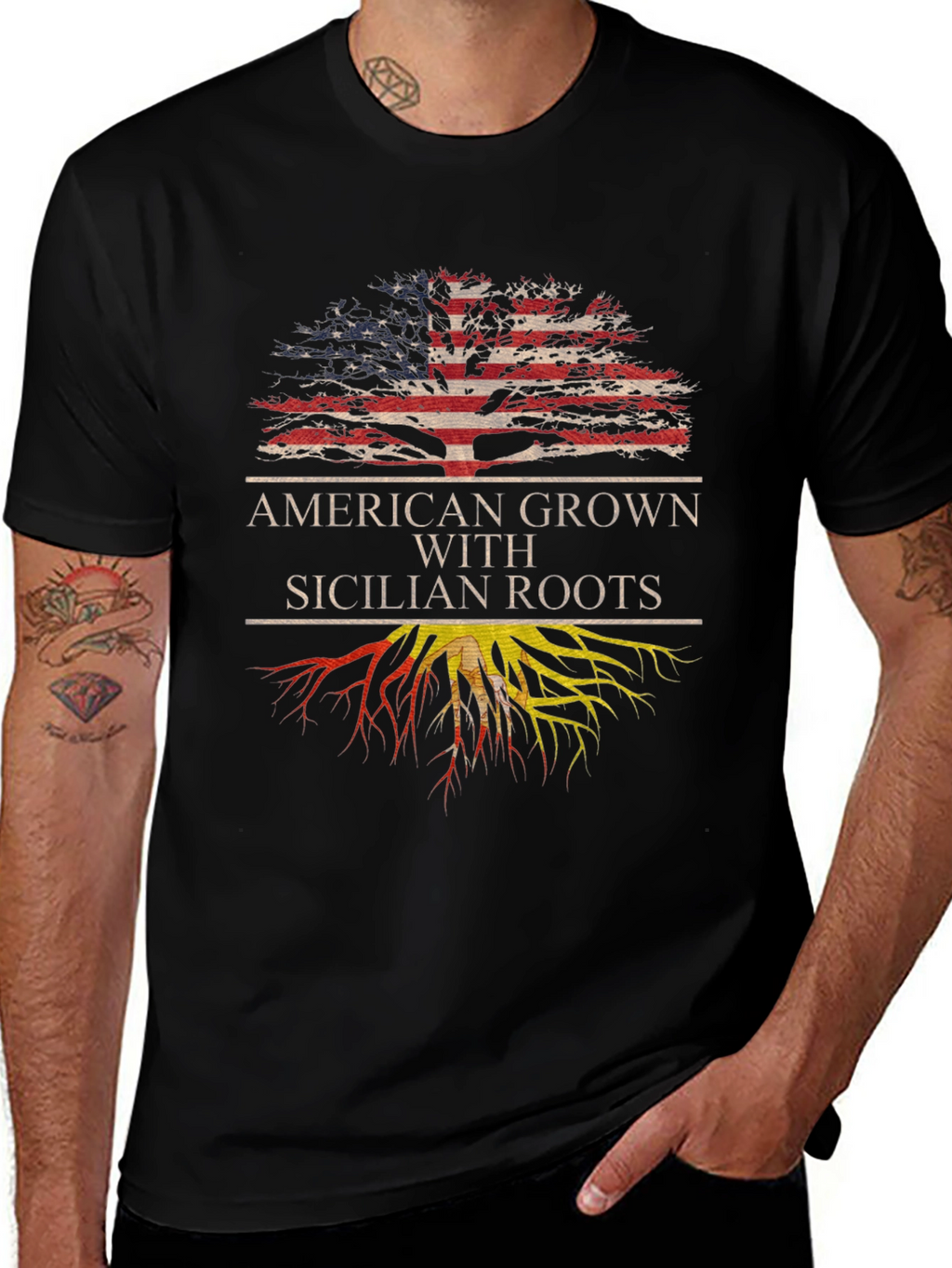 Camiseta Hombre Americano con Raíces Sicilianas
