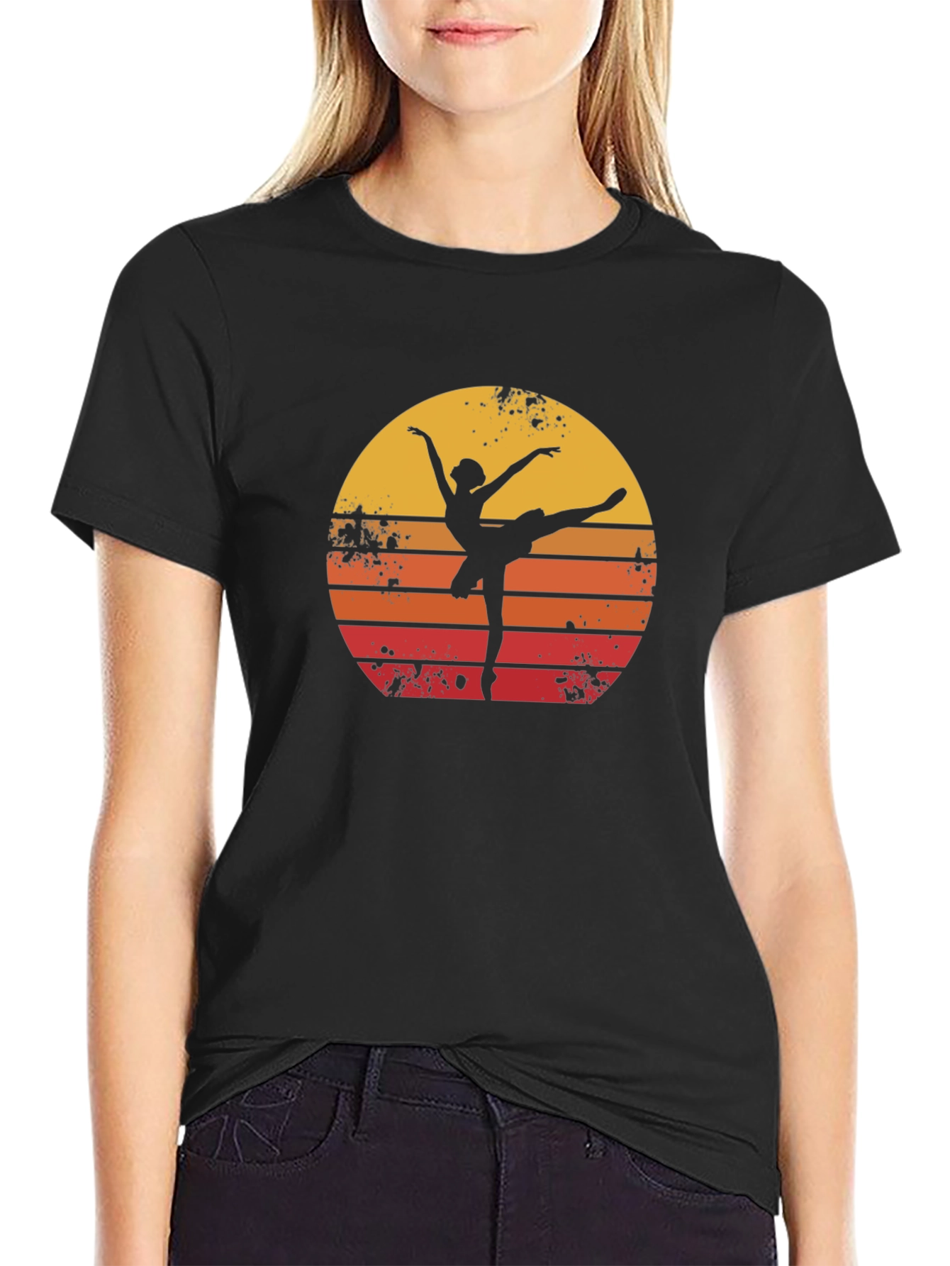 Camiseta Hombre Negra Silueta Bailarina Retro