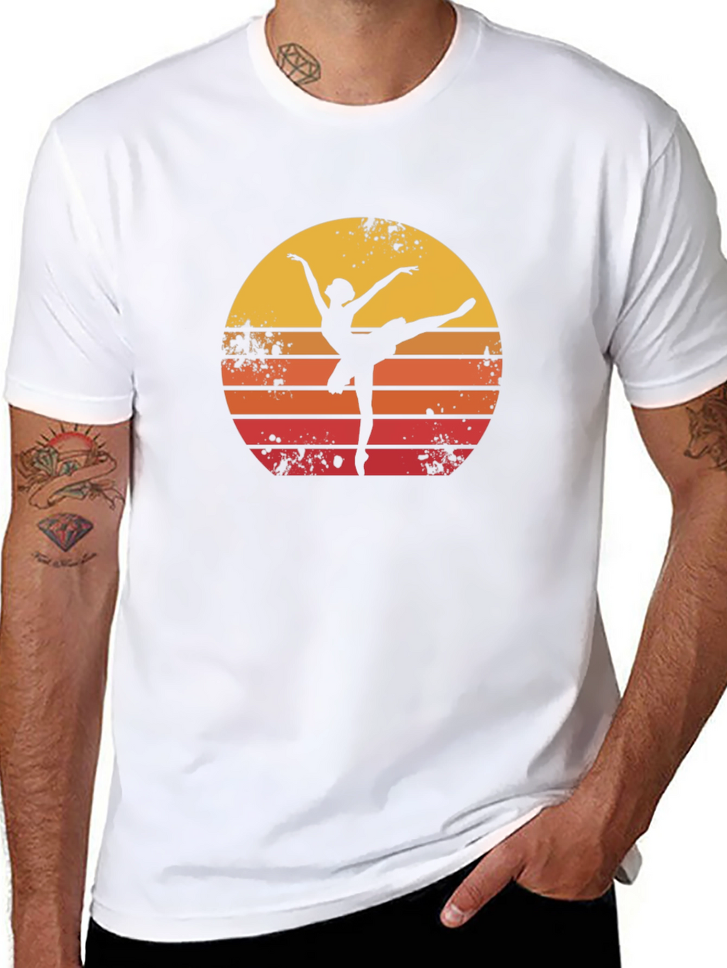 Camiseta Hombre Negra Silueta Bailarina Retro