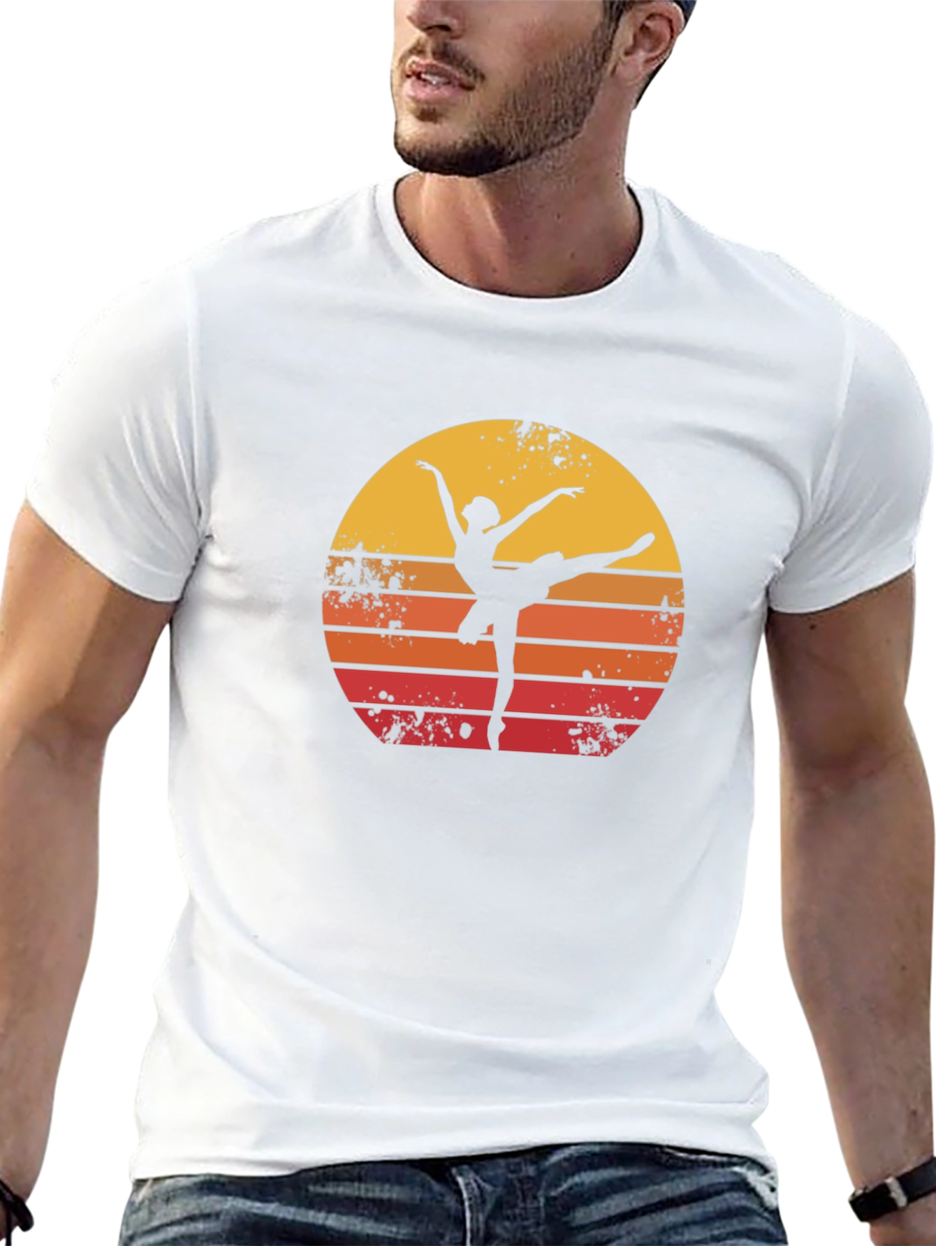 Camiseta Hombre Negra Silueta Bailarina Retro