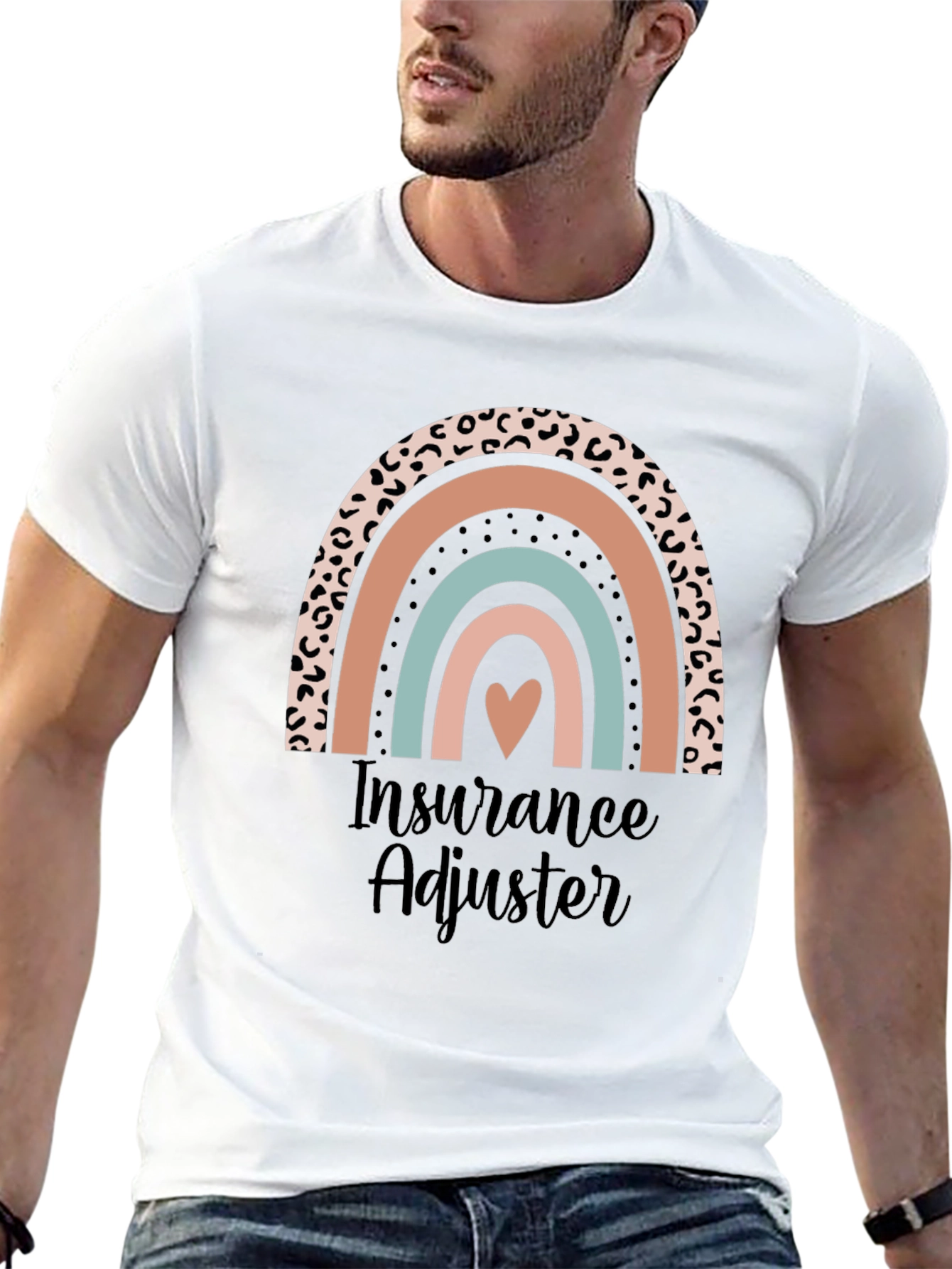 Camiseta Ajustador de Seguros con Arco Iris de Corazón