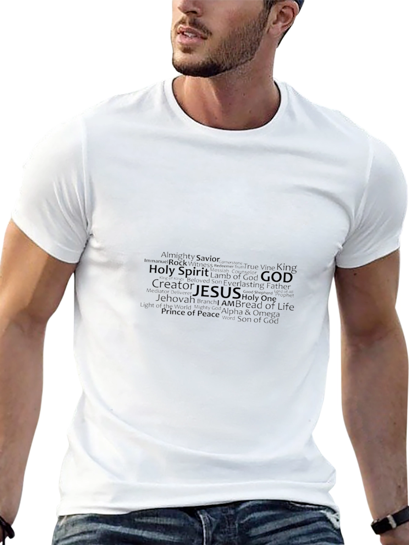 Camiseta Cristiana Negra: Jesús y Nombres de Dios