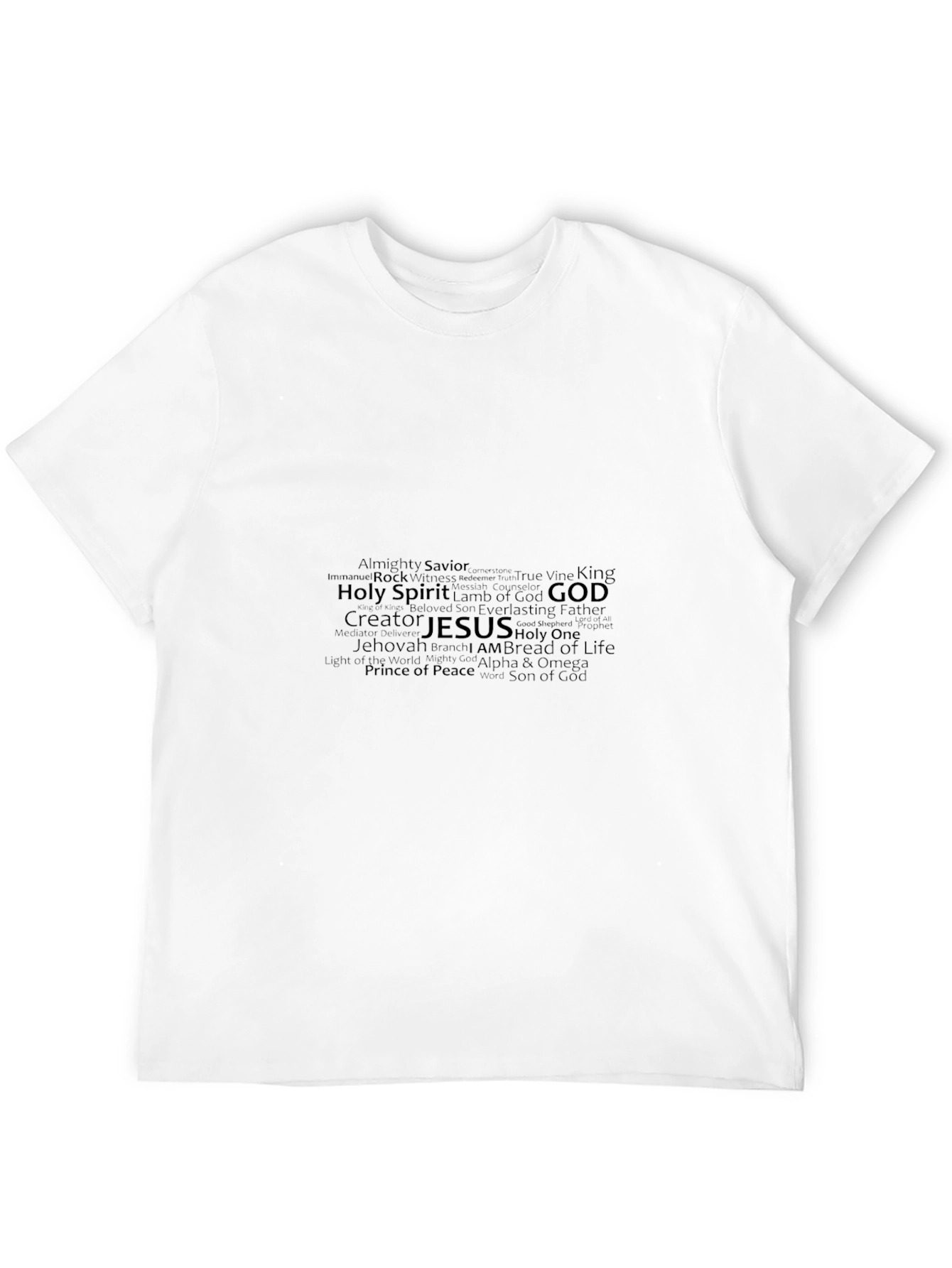 Camiseta Cristiana Negra: Jesús y Nombres de Dios