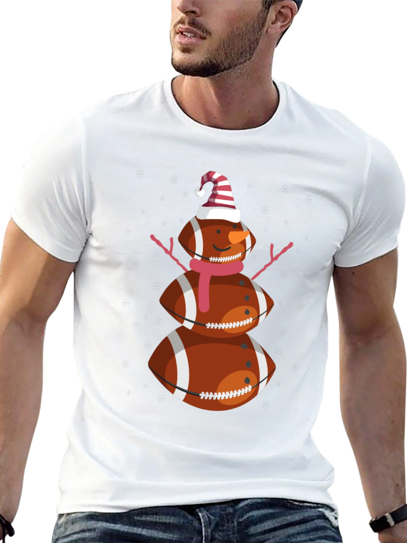 Camiseta Hombre Diseño Muñeco de Nieve Fútbol Americano