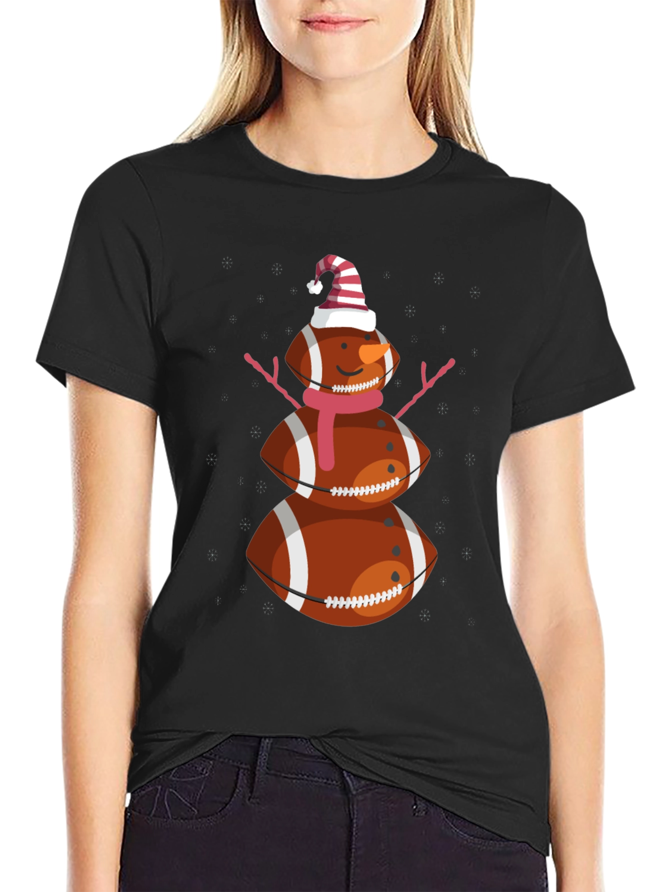 Camiseta Hombre Diseño Muñeco de Nieve Fútbol Americano