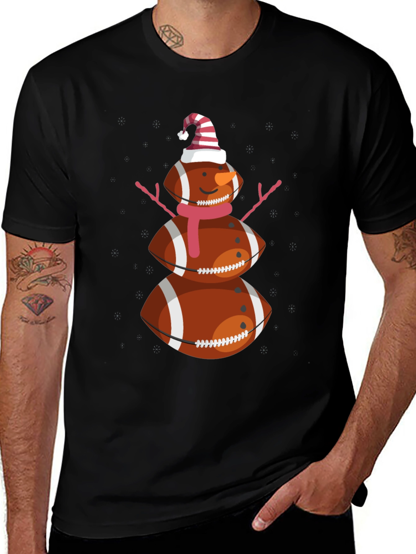 Camiseta Hombre Diseño Muñeco de Nieve Fútbol Americano