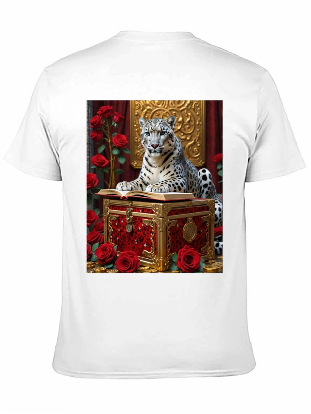 Camiseta con Diseño de Leopardo y Rosas