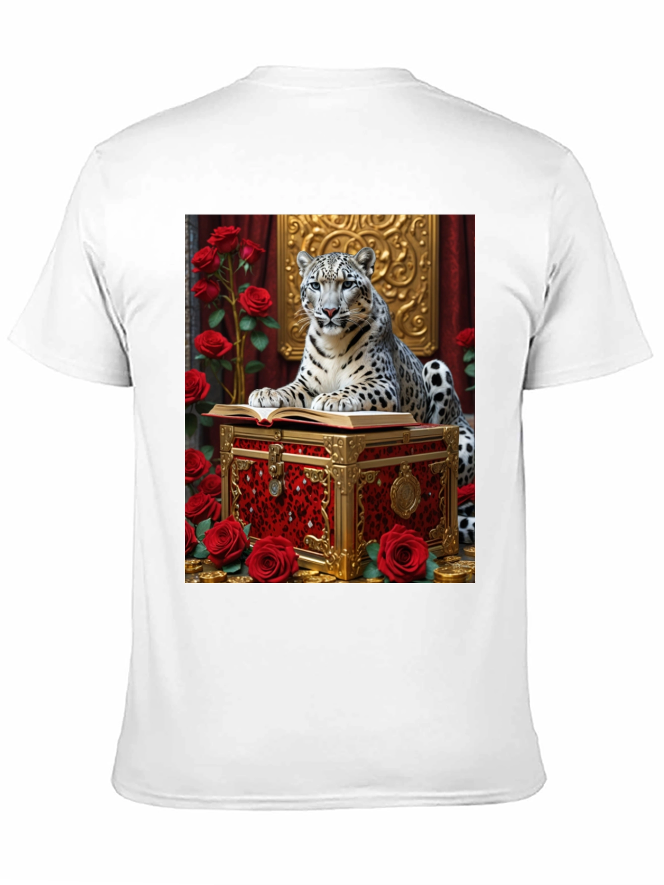 Camiseta con Diseño de Leopardo y Rosas