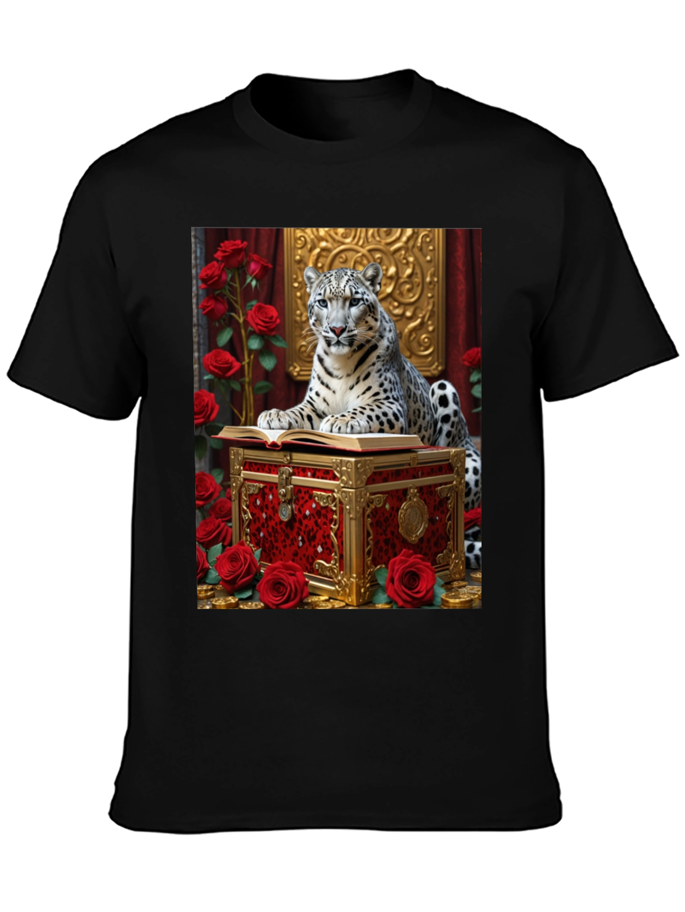 Camiseta con Diseño de Leopardo y Rosas