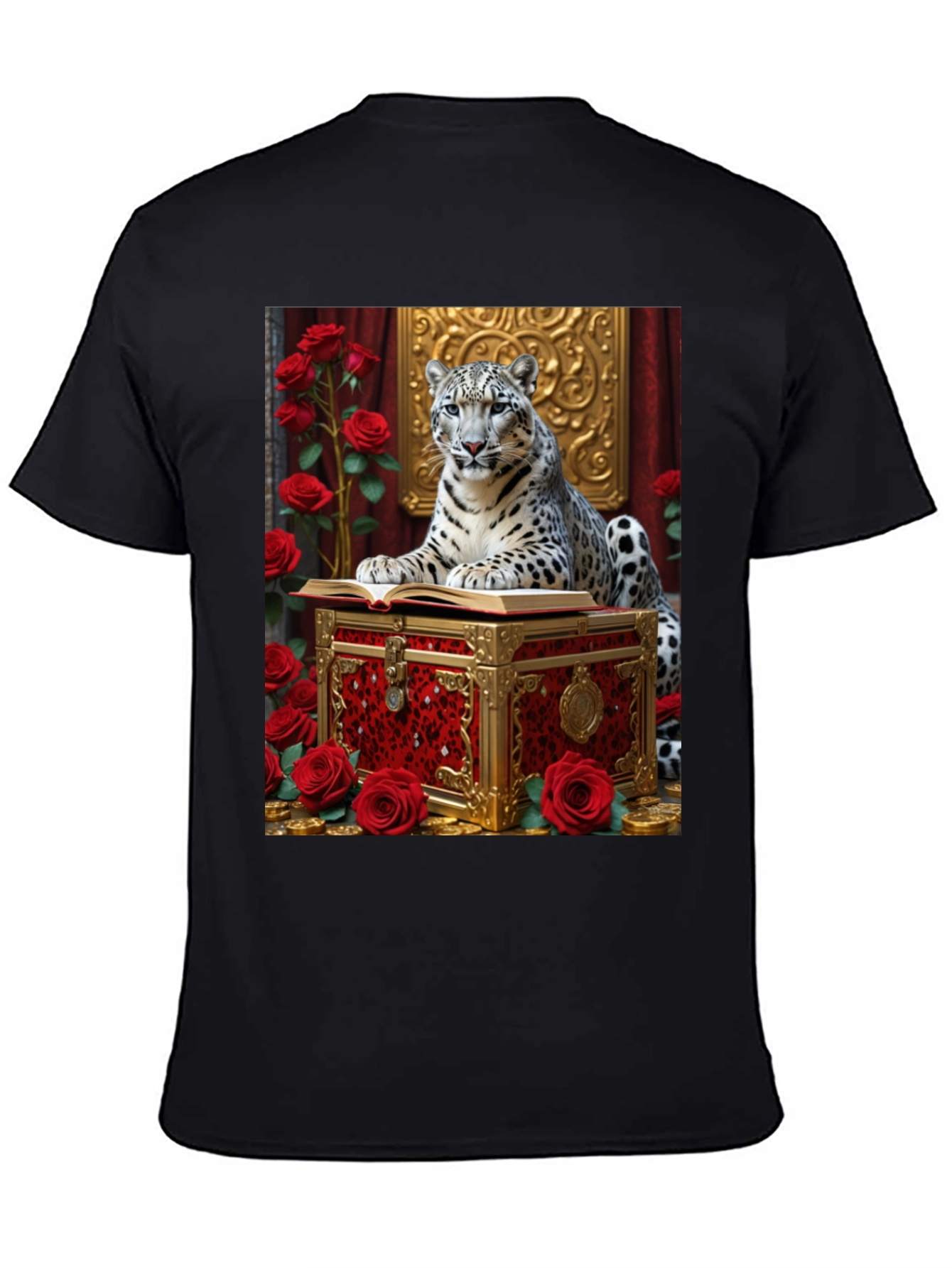 Camiseta con Diseño de Leopardo y Rosas