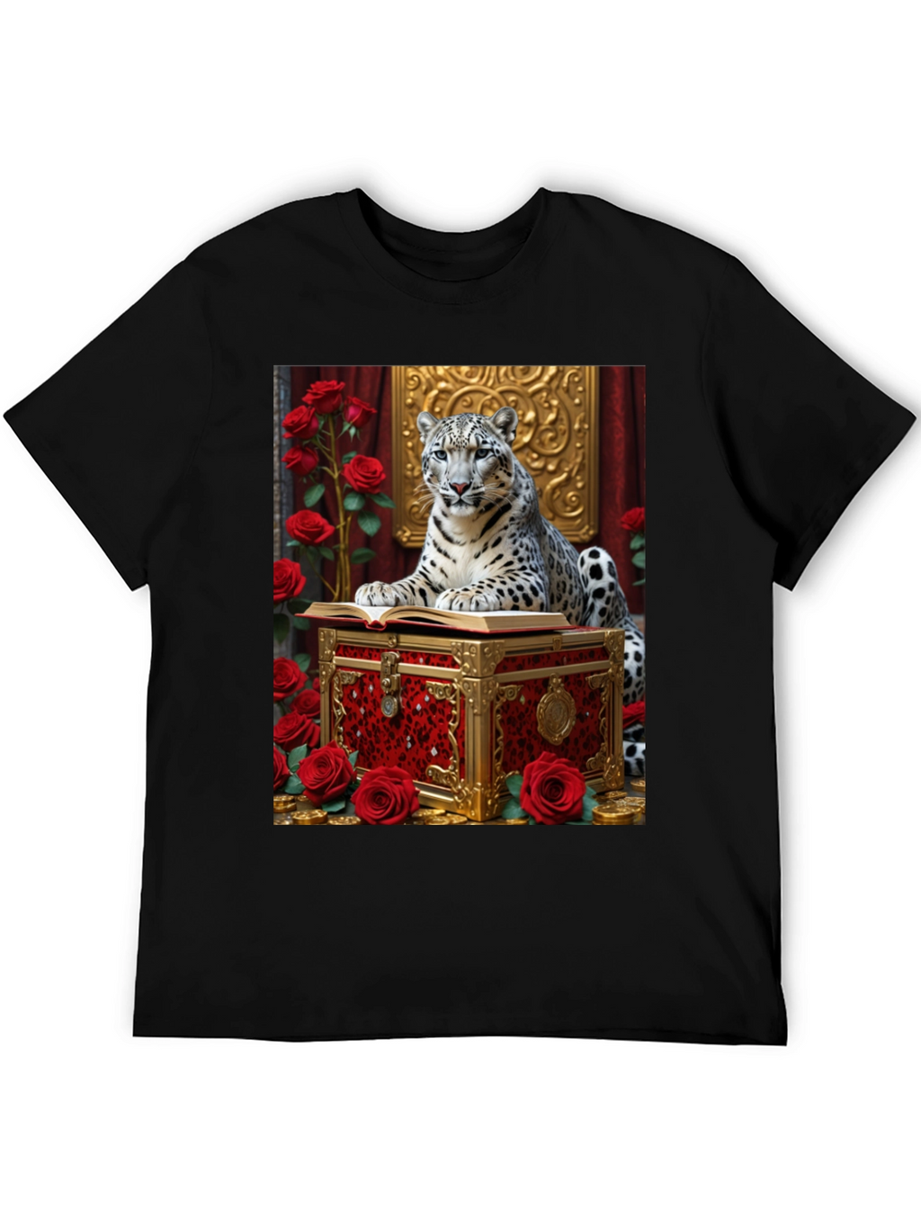 Camiseta con Diseño de Leopardo y Rosas